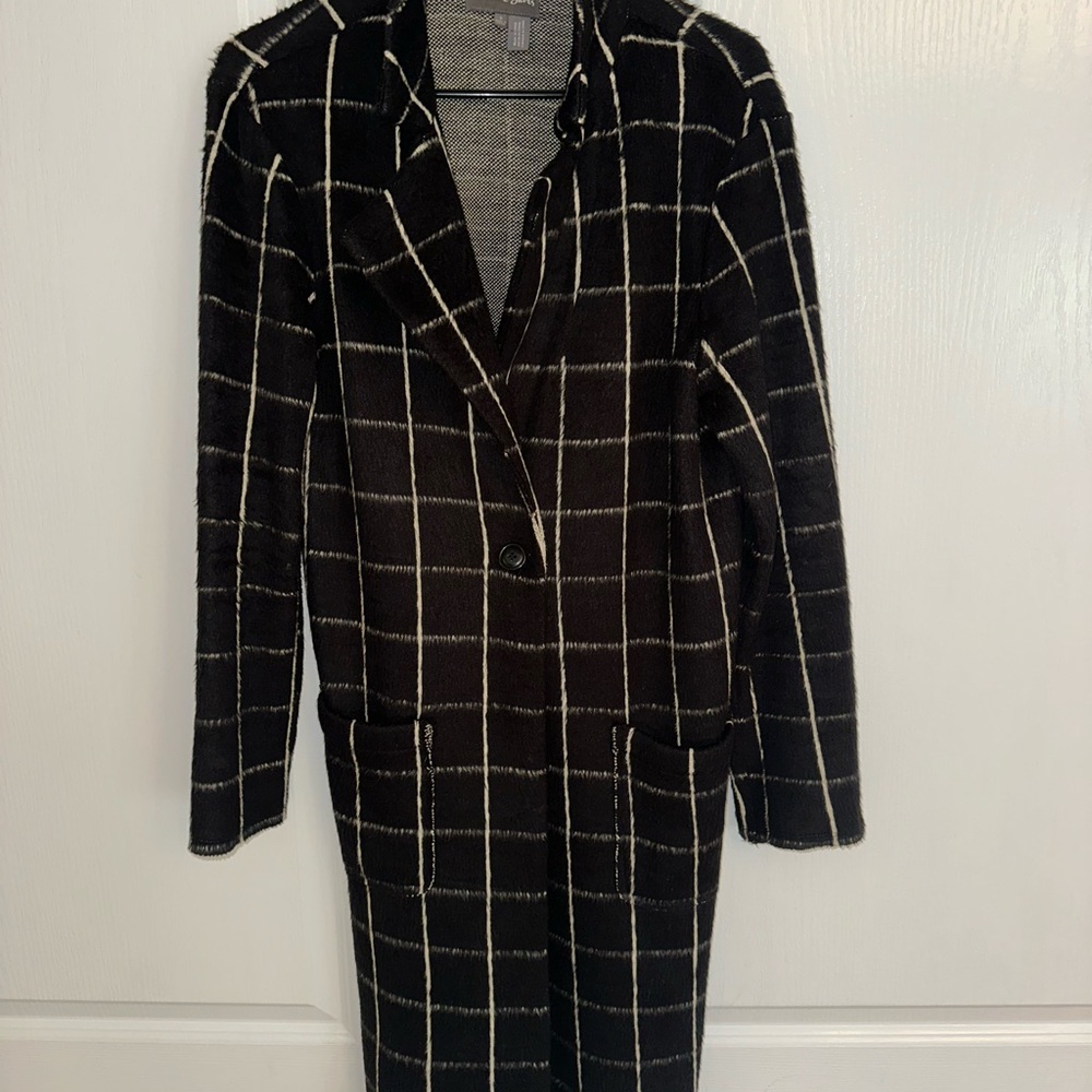 Michael Stars Black and White Grid long duster jacket